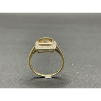 Ladies 9ct Yellow Gold Yellow Gemstones and Diamonds Ring