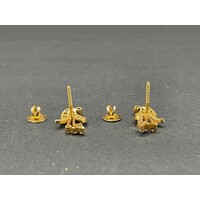 Ladies 18ct Yellow Gold Flower Design with Diamond Earrings