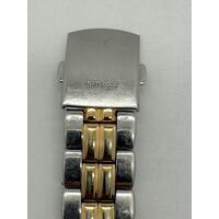 Guess Ladies Stainless Steel Silver Gold Tone Crystal Accented Watch U0026L1