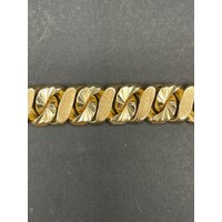 Mens 9ct Yellow Gold Diamond Cut Curb Link Bracelet