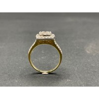 Ladies 9ct Yellow Gold Cluster Diamond Ring