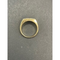 Mens 10ct Yellow Gold Multi Row Diamond Ring