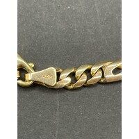 Mens 9ct Yellow Gold Birdseye and Curb Link Necklace