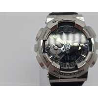 Casio G-Shock GM-110 Mens Digital Analog Watch Stainless Steel Back Black Strap