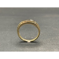 Mens 9ct Yellow Gold Diamond Ring