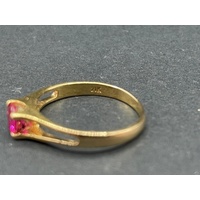 Ladies 21ct Yellow Gold Red Gemstone Ring