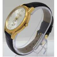 August Steiner Gold Tone Leather Mens Watch AS8020YG Swiss Quartz 3 ATM WR