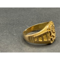 Mens 18ct Yellow Gold Dragon Design Ring