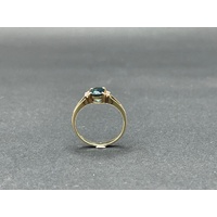 Ladies 9ct Yellow Gold Blue Gemstones and Diamonds Ring