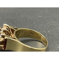 Ladies 9ct Yellow Gold Red Gemstone Ring