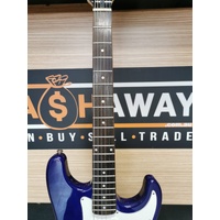 Silvertone Strat Style Blue with White Pickguard 6 String Electric Guitar