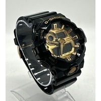 Casio G-Shock GA-710GB Analog Digital Black Gold Dial Mens Watch