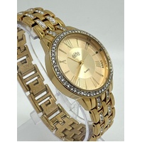 Elite Gold Ladies Quartz Stainless Steel Dress Analog Watch