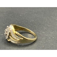 Ladies 9ct Yellow Gold Diamond Cluster Ring