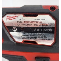 Milwaukee M12 BIW38 10mm 3/8 Inch 12V Compact Impact Wrench Skin Only