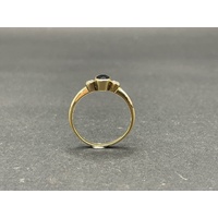 Ladies 9ct Yellow Gold Blue Gemstone and Diamond Ring