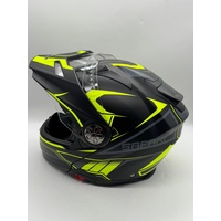 RXT Safari Black Fluro Motorcycle Helmet Size XL 60cm with Dust Bag