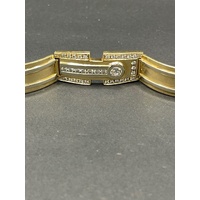 Mens 18ct Yellow Gold Fancy Link Diamond Bracelet