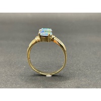 Ladies 9ct Yellow Gold Blue Opal Gemstone Ring