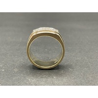 Mens 9ct Yellow Gold Diamond Ring