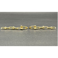 Ladies 18ct Yellow Gold Paperclip Link Dangle Earrings