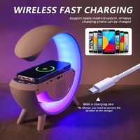 G shape LED Wireless Charger Bedside Clock & Night Lights Bluetooth Speaker NEW