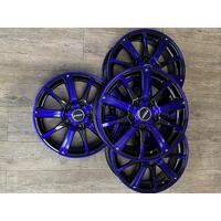 Speedy Rims Rimfire 4 x 15 Inch Sport Rims Gloss Black Electric Blue