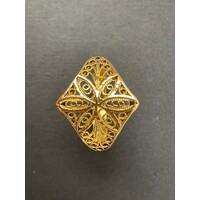 Ladies 21ct Yellow Gold Flower Pattern design Ring (Pre-Owned)