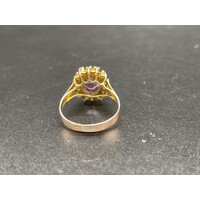 Ladies 9ct Yellow Gold Purple Gemstone Ring (Pre-Owned)