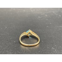 Ladies 9ct Yellow Gold Blue Gemstone Ring (Pre-Owned)