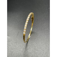 Ladies 14ct Yellow Gold Diamond Oval Bangle (Pre-Owned)