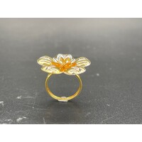 Ladies 18ct Yellow Gold Flower Design Ring (Pre-Owned)