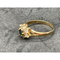 Ladies 18ct Yellow Gold CZ & Blue Gemstone Ring (Pre-Owned)