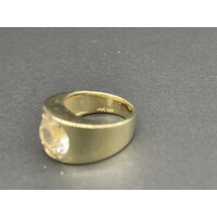 Mens 14ct Yellow Gold Cubic Zirconia Ring (Pre-Owned)