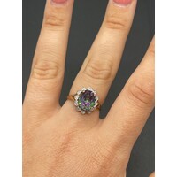 Ladies 9ct Yellow Gold Multicolour Gemstone Ring (Pre-Owned)