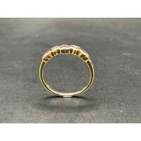 Ladies 9ct Yellow Gold Gemstones and Diamonds Ring