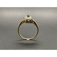 Ladies 9ct Yellow Gold Blue Gemstones and Diamonds Ring