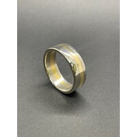 Mens 18ct Two Tone White & Yellow Gold Band Ring