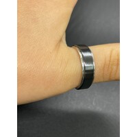 Mens 9ct White Gold and Black Metal Wedder Ring