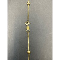 Ladies 18ct Yellow Gold Cable Chain and Station Bead Necklace