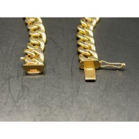 Unisex 14ct Yellow Gold Curb Link ID Bracelet