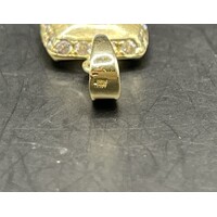 Ladies 14ct Yellow Gold Cubic Zirconia Rectangle Pendant