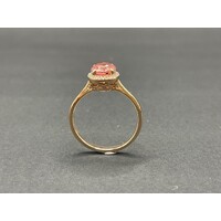 Ladies 10ct Rose Gold Morganite and Diamond Ring