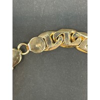 Mens 9ct Yellow Gold Anchor and Birdseye Link Bracelet