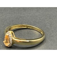 Ladies 9ct Yellow Gold Morganite and Diamond Ring