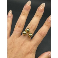 Ladies 14ct Yellow Gold Plain 3 Ball Wrap Around Ring