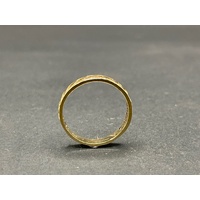 Unisex 9ct Yellow Gold Wave Pattern Band Ring