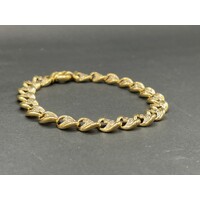 Ladies 9ct Yellow Gold Fancy Link Diamond Bracelet