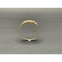 Ladies 9ct Yellow Gold Curb Link Pattern Diamond Ring