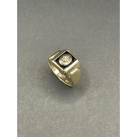 Men's 9ct Yellow Gold Black Onyx and Diamond Ring